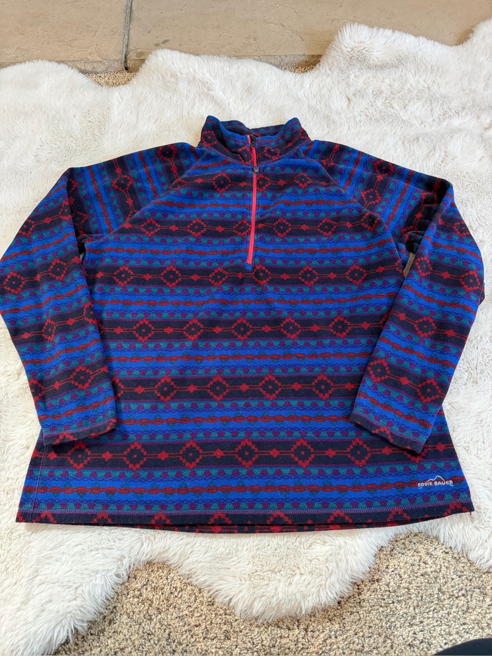 Eddie Bauer Women’s XXL 2XL Aztec Print Half Zip Fleece Pullover Jacket Outdoor